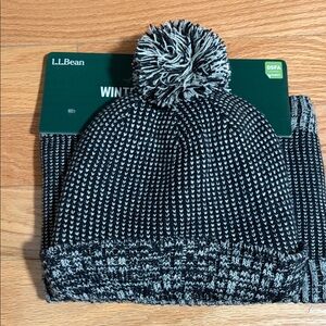 L.L. Bean Black and White Winter Beanie